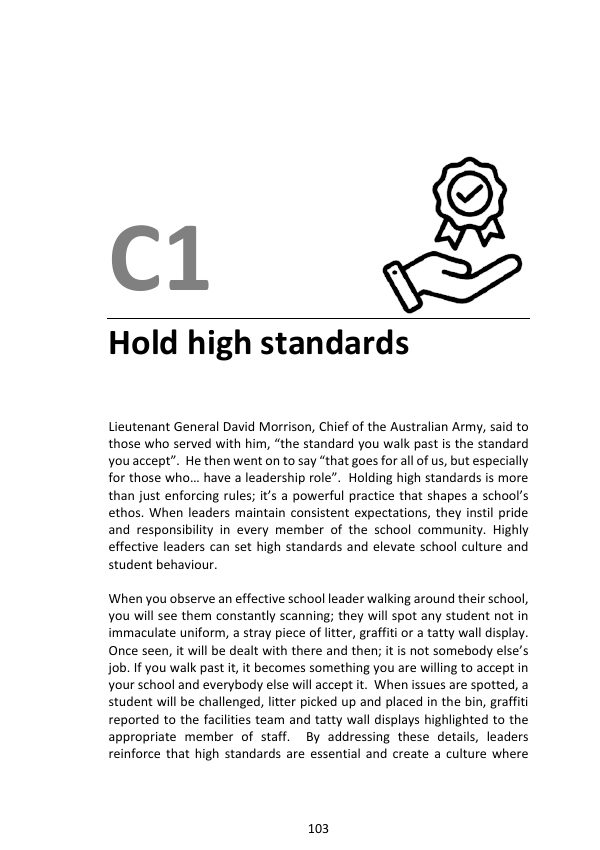 C1 Hold High Standards: first page of the book chapter