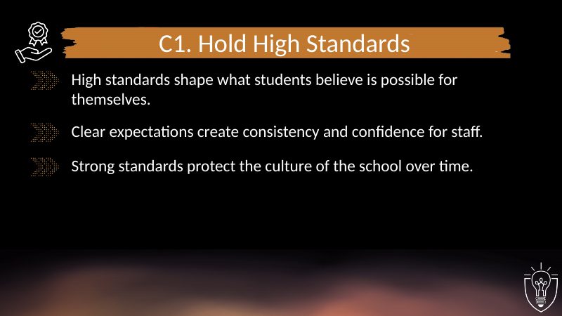 C1 Hold High Standards: PowerPoint slide