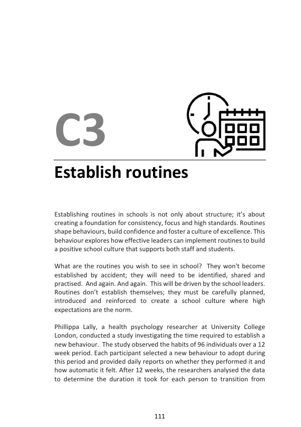 C3 Establish Routines: first page of the book chapter