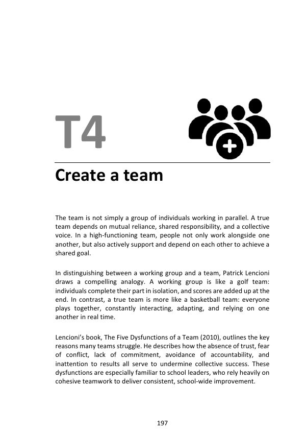 T4 Create a Team: first page of the book chapter